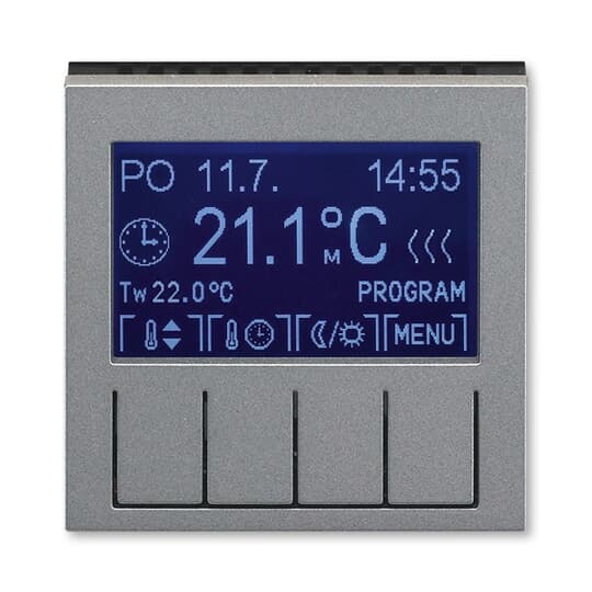 Termostat univerzální programovatelný (ovládací jednotka); ocelová/kouř. černá